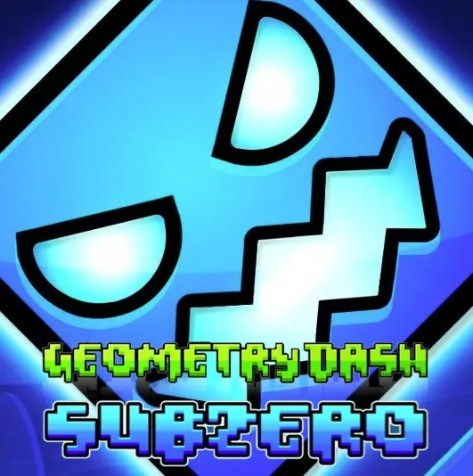Geometry Dash SubZero game art with bright obstacle platforming