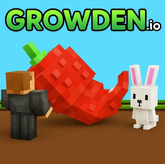 Growden Io game art with crops and a bright garden setting