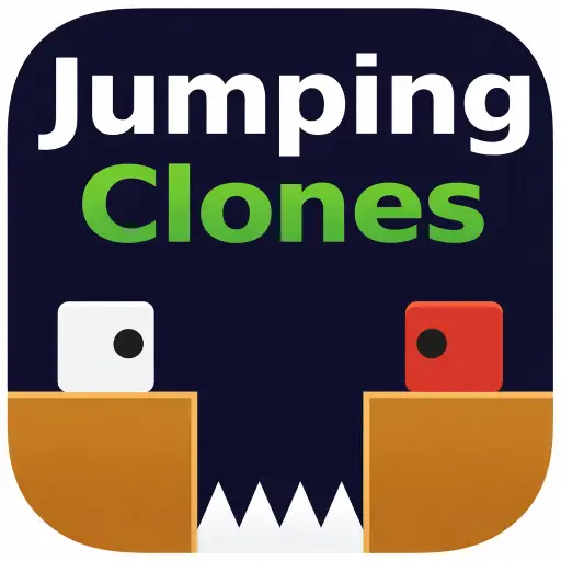 Jumping Clones game art with clone characters and hazards