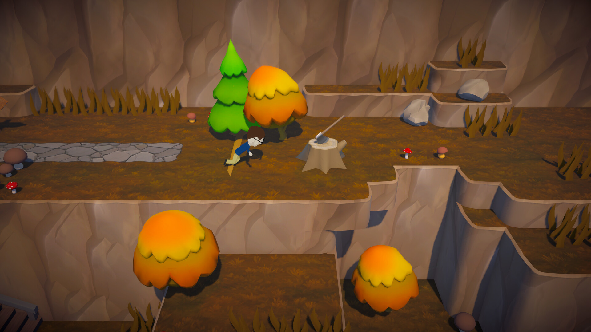 Trees Hate You screenshot with the player holding an axe
