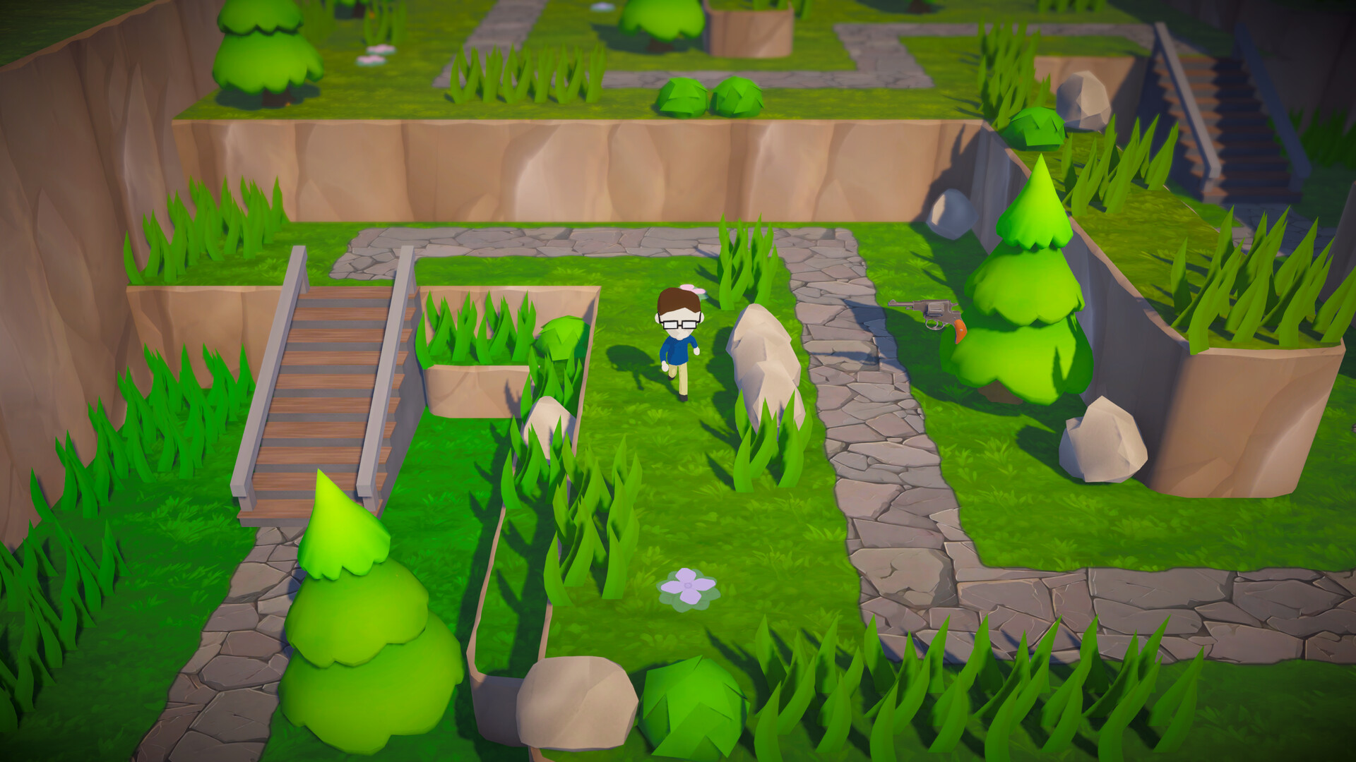 Trees Hate You screenshot showing a dramatic obstacle setup