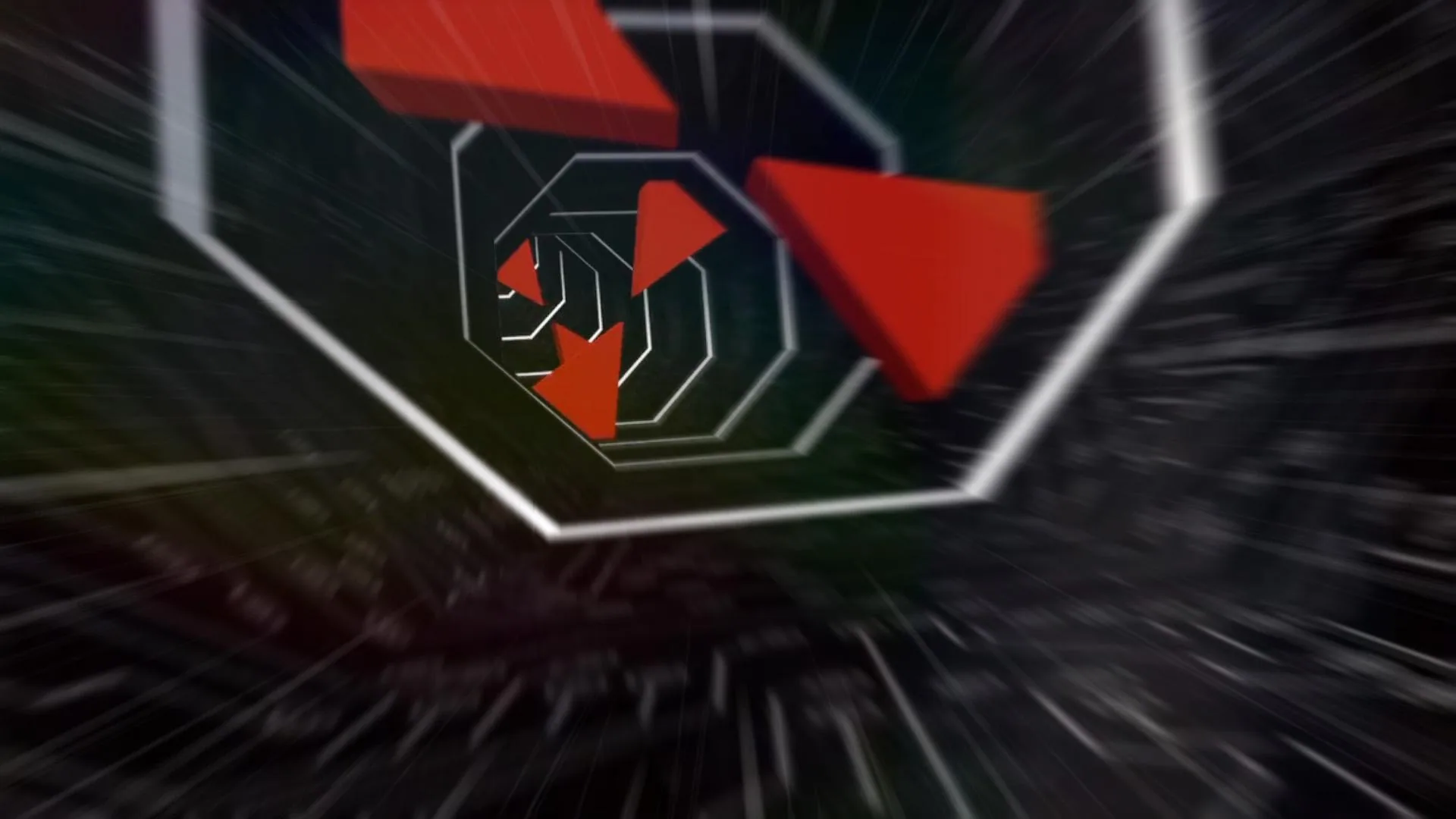 Tunnel Rush gameplay screenshot showing the bright tunnel and incoming obstacle pattern